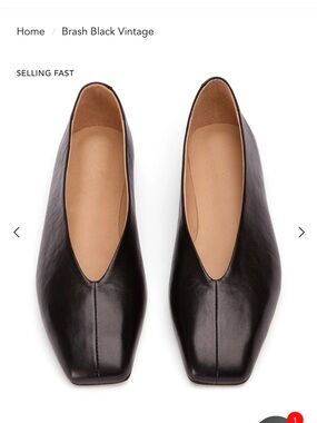 Brash Black Leather Square-Toe Slip Flats